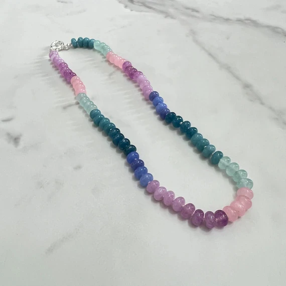 

New Multi Color Mixed Natural Stone Bead Necklace for Women Creative Design Baroque Handmade Vintage Style Chain Fashion Jewelry