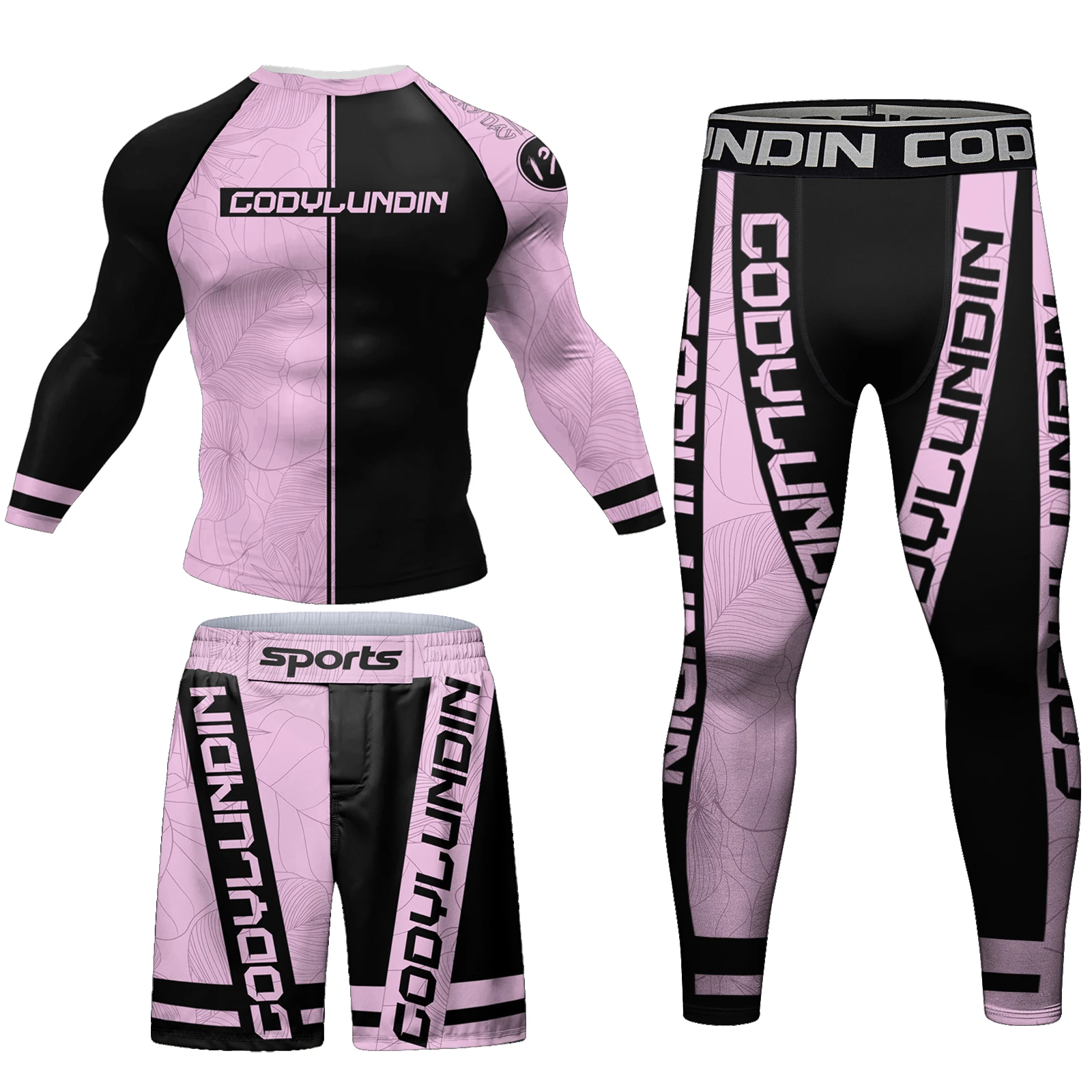 New Designer Boxing Jersey jiu jitsu No Gi Rashguard Set Pink Compression Active Wear For Men Women Custom Grappling Fightwear 2