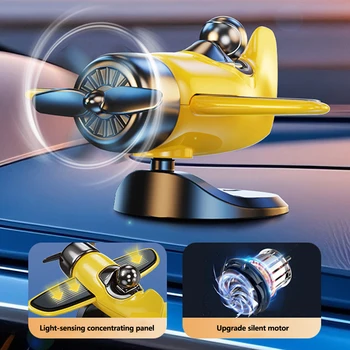 Decorazione creativa della console centrale per auto 360 °   Decorazione del cruscotto dell'aereo rotante Ornamento silenzioso Ricarica solare per auto da ufficio domestico