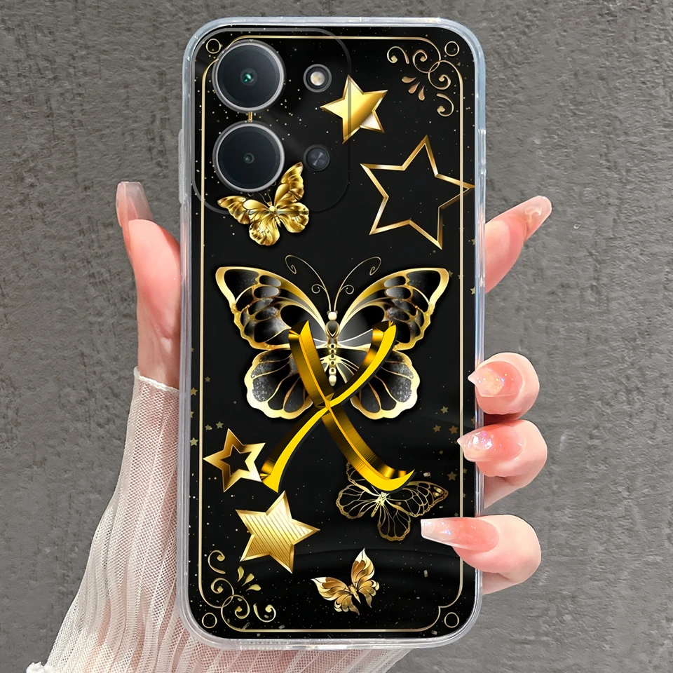 Yellow Star Butterfly Soft Transparent Phone Protector Case