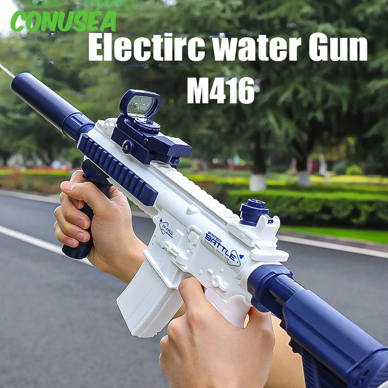 Electric Water Gun Pistol 10M Long Range Portable Guns M416 Children Summer Beach Outdoor Fight Shooting Toys for Boys Kid Games 2