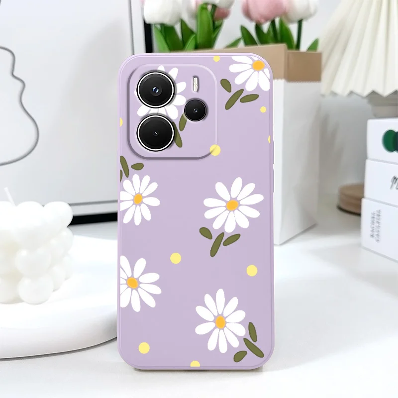Elegant Daisy Liquid Silicone Phone Case - Enhanced Protection & Style