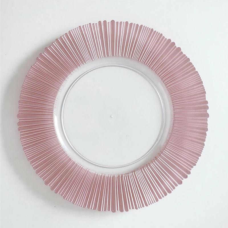 

Luxury Plastic Decorative Service Plate Home Dinner Serving Bowls Wedding Party Charger Plates Table Place Tray 13inch 100PCS