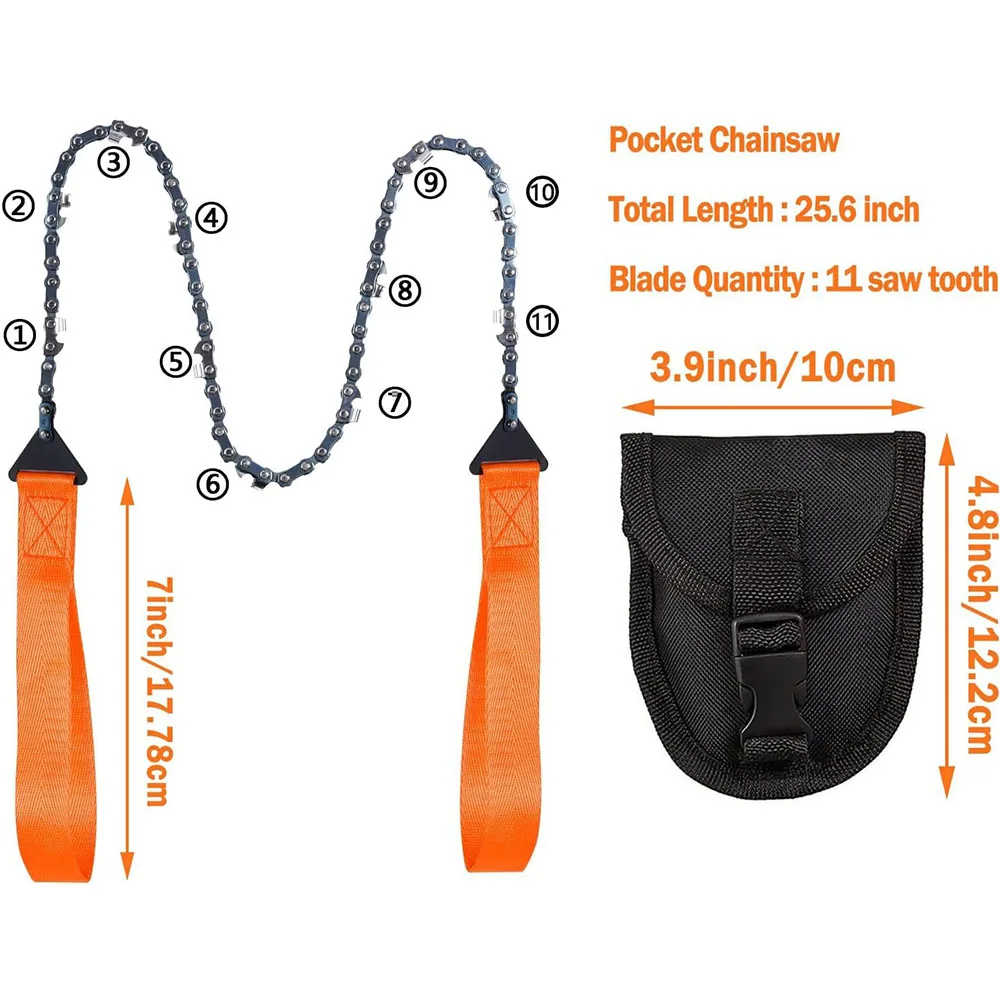Pocket Chainsaw Rope Saw Hand Chain Saw for Tree Cutting Camping Outdoor Equipment