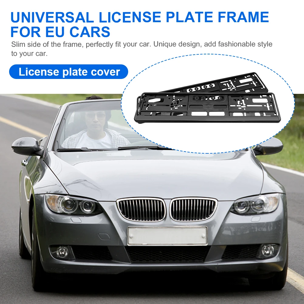 2pcs EU Standard License Plate Holder Bracket Frame Anti-corrosion Waterproof Durable Car Auto Accessory Mount License Plate