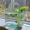 lear Glass Vase Fish Tank Tote Bag Flower Handbag Bag Vase Desktop Centerpiece for School Office Bedroom Decoration Drop Ship 1