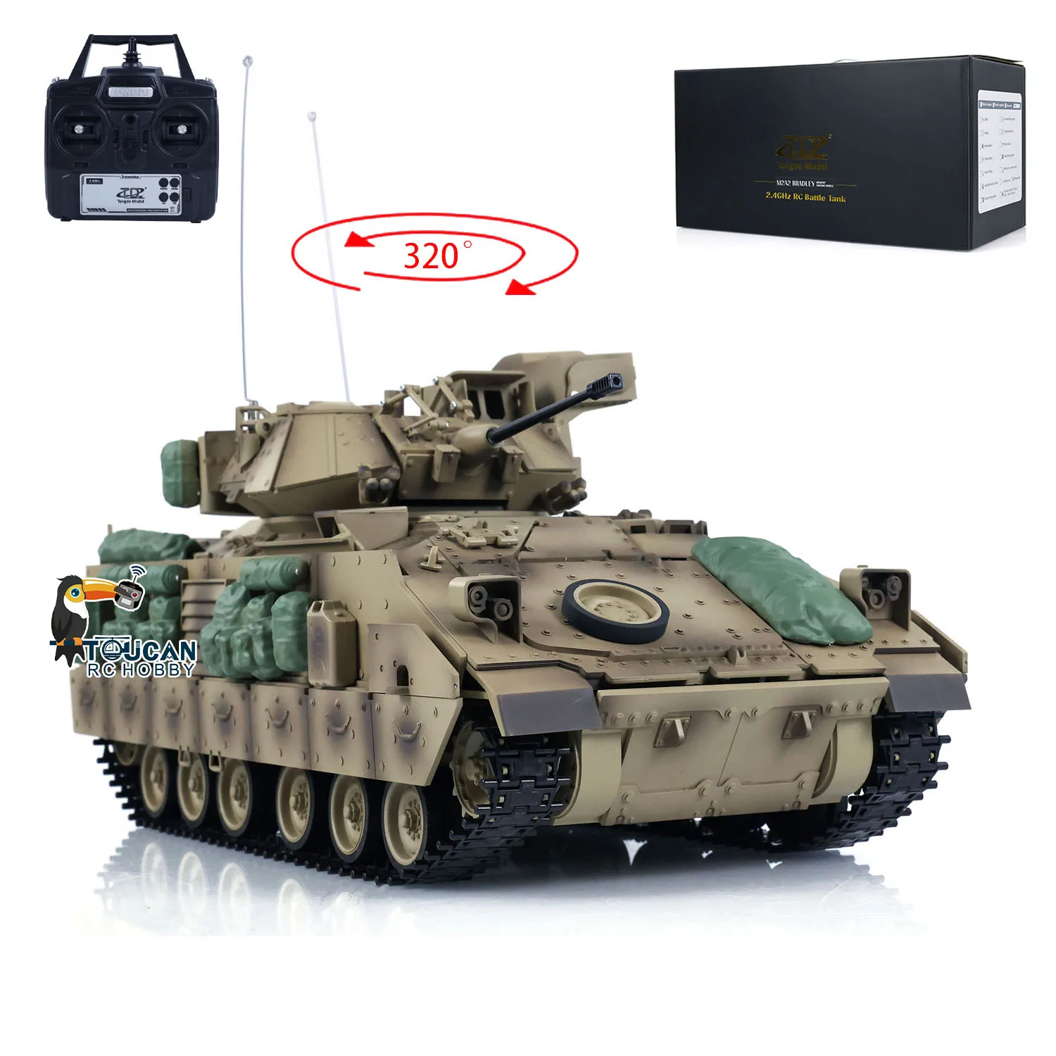 Gift 1/16 Tongde RC Battle Tank M2A2 Bradley Electric Infantry Fighting  Control Vehicle Ready to Run Model Toy for Boy TH23307 2
