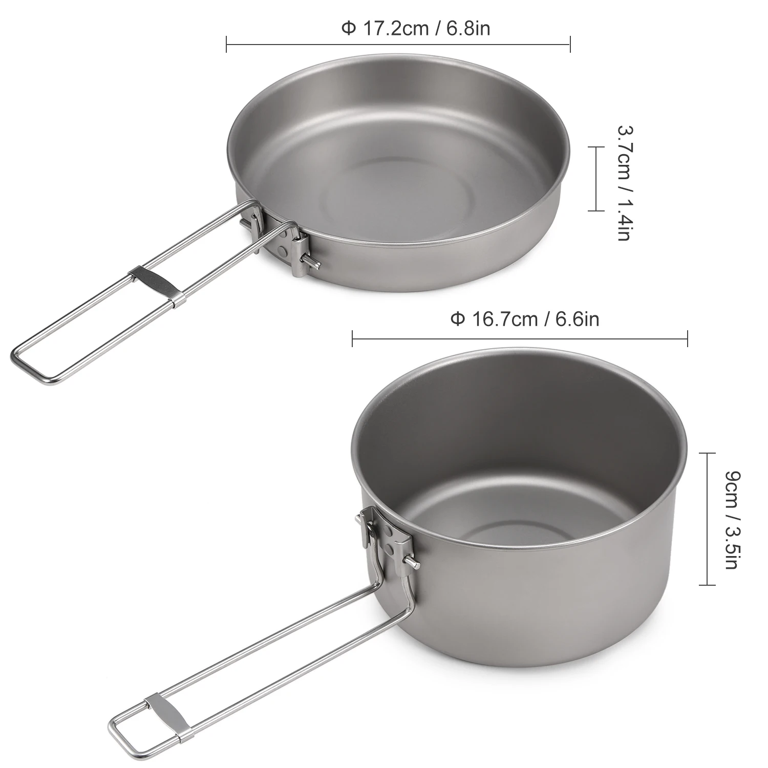 Titanium Camping Cookware Set With Lid And Foldable Handles_voghion.com