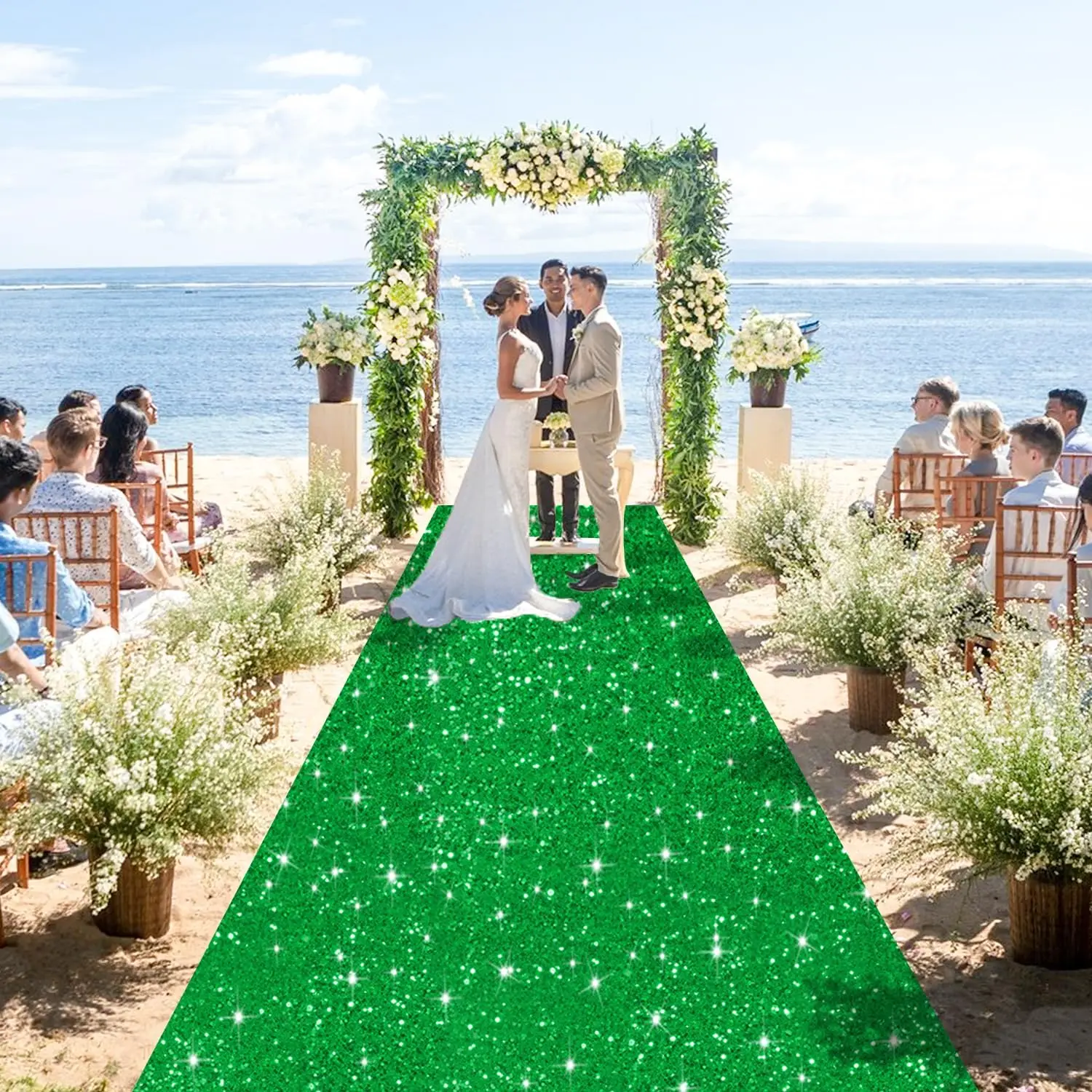 New Sparkling Green Carpet Wedding Hall, Corridor Decoration Carpet, Wedding Decoration, Holiday Accessories, Outdoor Carpet