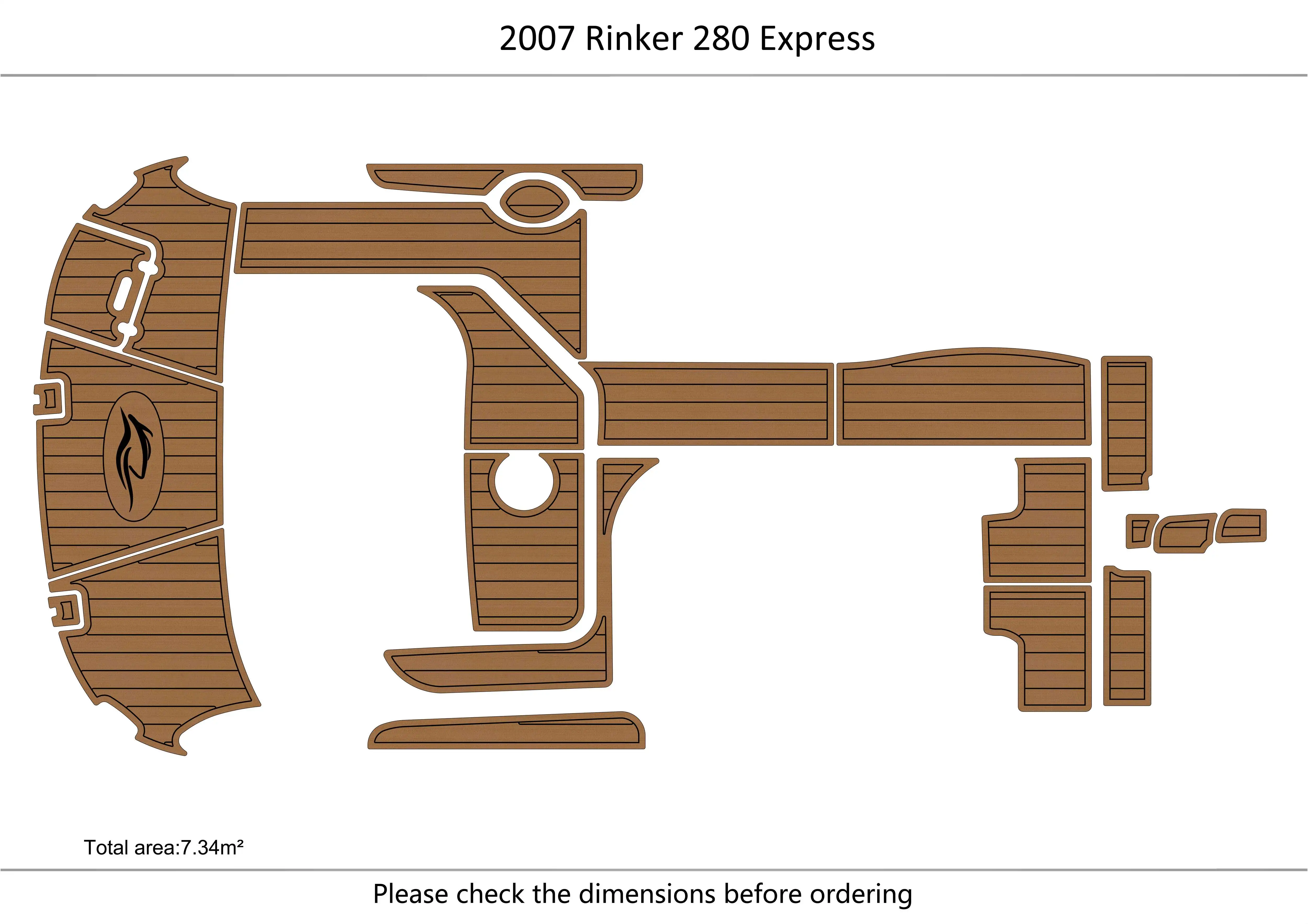 

2007 Rinker 280 EX кабина и плавательная платформа 1/4 дюйма 6 мм EVA искусственный Тиковый ковер для водного лыжного спорта яхты рыбалки лодки нескользящий напольный коврик