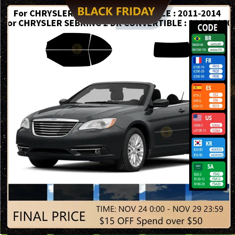 

Precut nanoceramics car UV Window Tint Kit Automotive Window Film For CHRYSLER 200 2 DR CONVERTIBLE 2011-2014