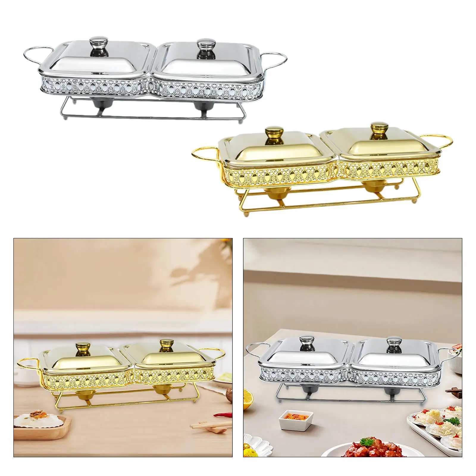 Chafing Dish Rectangular Kitchenware Multi-scenario Easy to Clean Glass Fuel Holders for Event Hotel Restaurant Dinners Camping