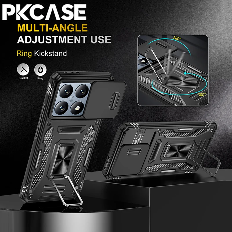 Enhanced Shockproof Case with Slide Push Window Cover and Built-in Bracket