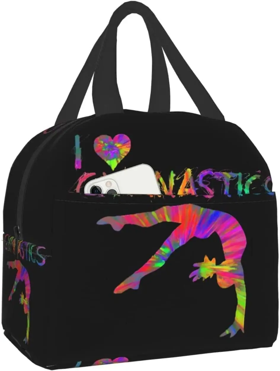 I Love Gymnastics Lunch Bags for Women Insulated Lunch Box Cooler Tote
