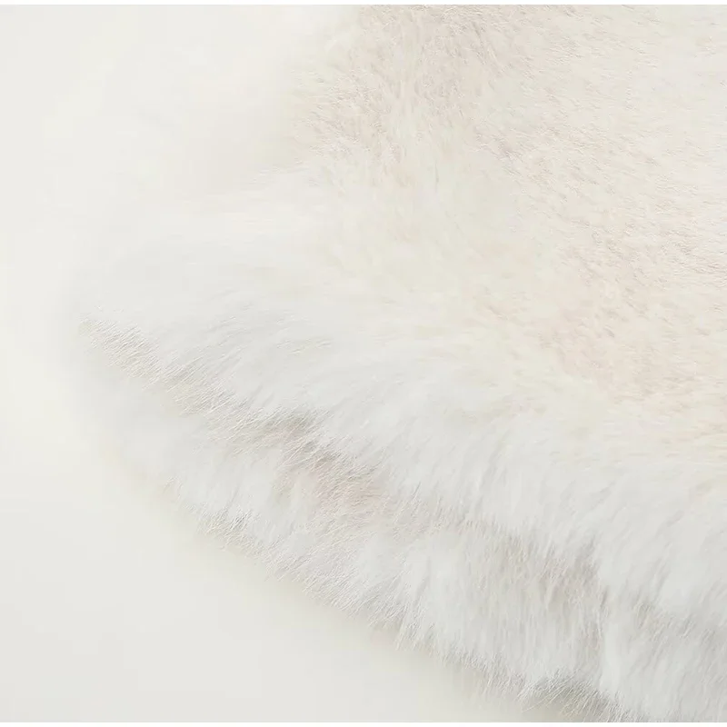 Fluffy Faux Fur Coat Women Elegant Loose Lapel Plush Long Sleeve Buckle Thick Jacket Autumn Winter Solid Warm Overcoat New