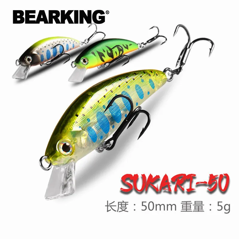 50mm 5g Crank Artificial Hard Bait Sinking Hot Fishing Lure Trout Mini Minnow Wobbler Fishing Tackle Freshwater BEARKING