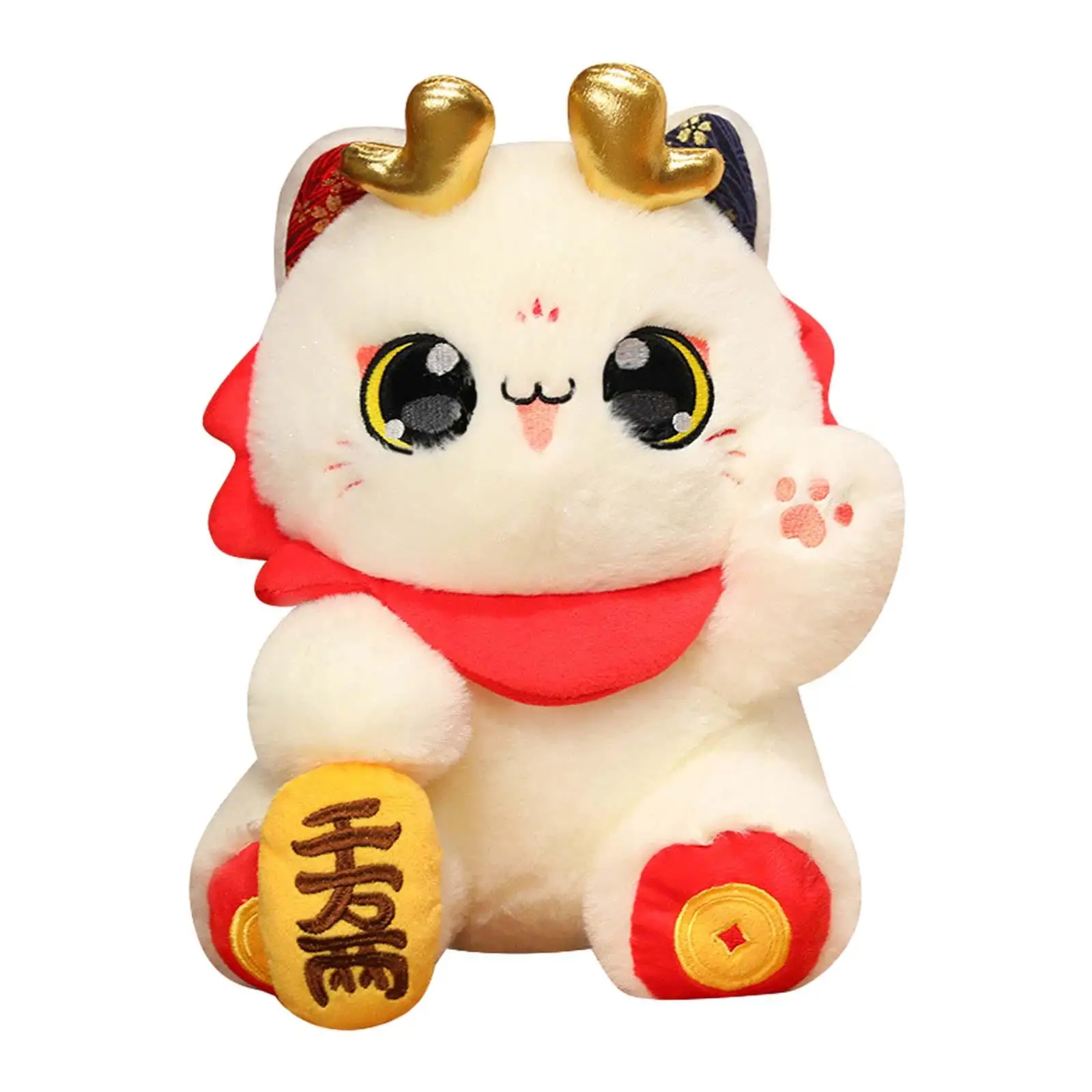 2024 Chinese New Year Cat Plush Doll Cat Toy Chinchilla Stuffed Animal for Living Room Chinese New Year Home Bedroom Festivals