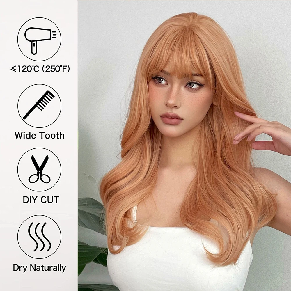 omochi　ウイッグ EASIHAIR ライトオレンジ合成かつらロング波状オンブル