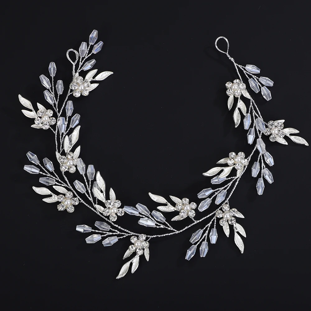 Bridal Hair Accessories Crystal Leaf Wedding Headbands Handmade Bridal Headpieces for Bride Bridesmaids Flower Girl Wedding Hair Accessories for Women