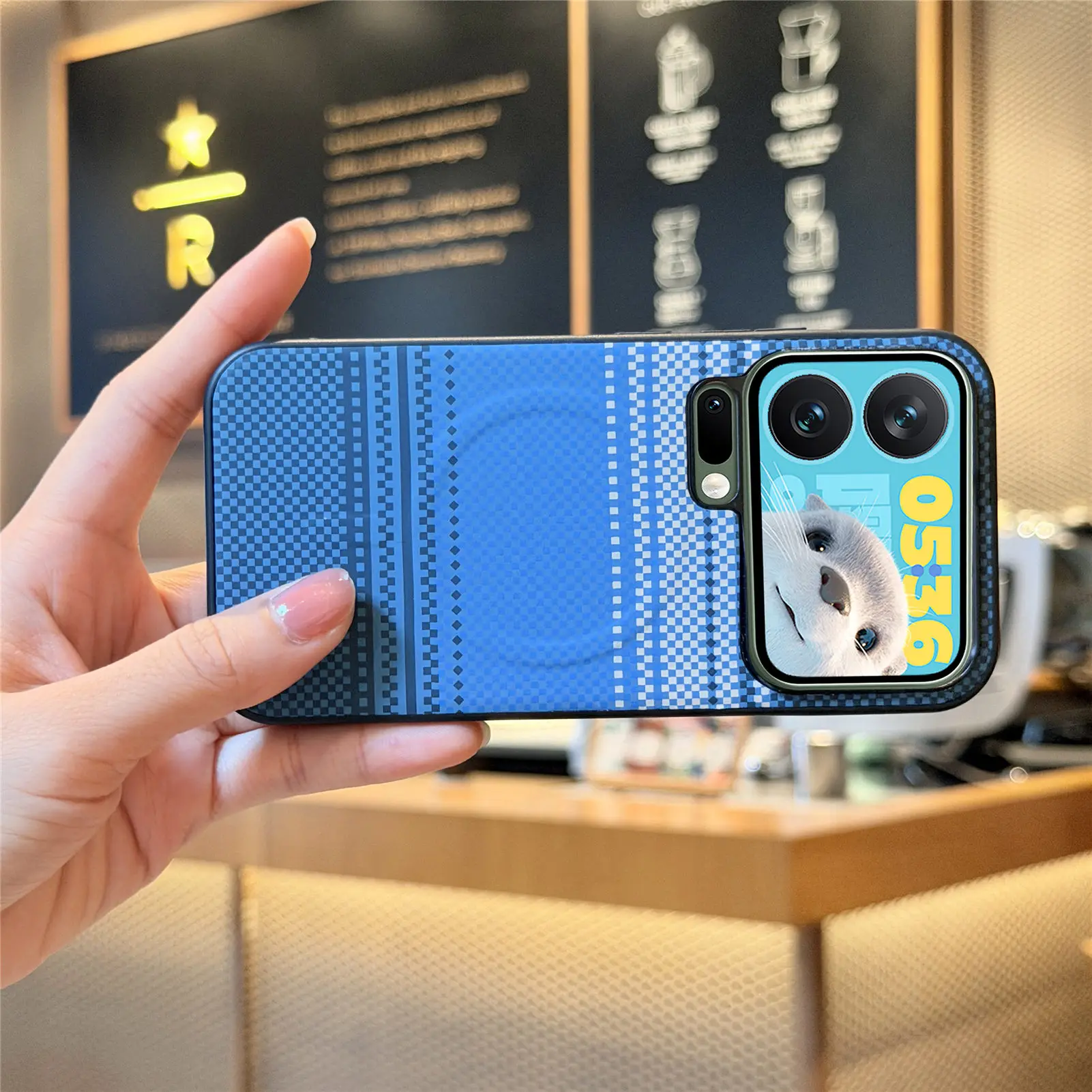 Carbon Fiber Magnetic Phone Case with Shockproof Strap, Stand, and Slim Wireless Charging Compatibility