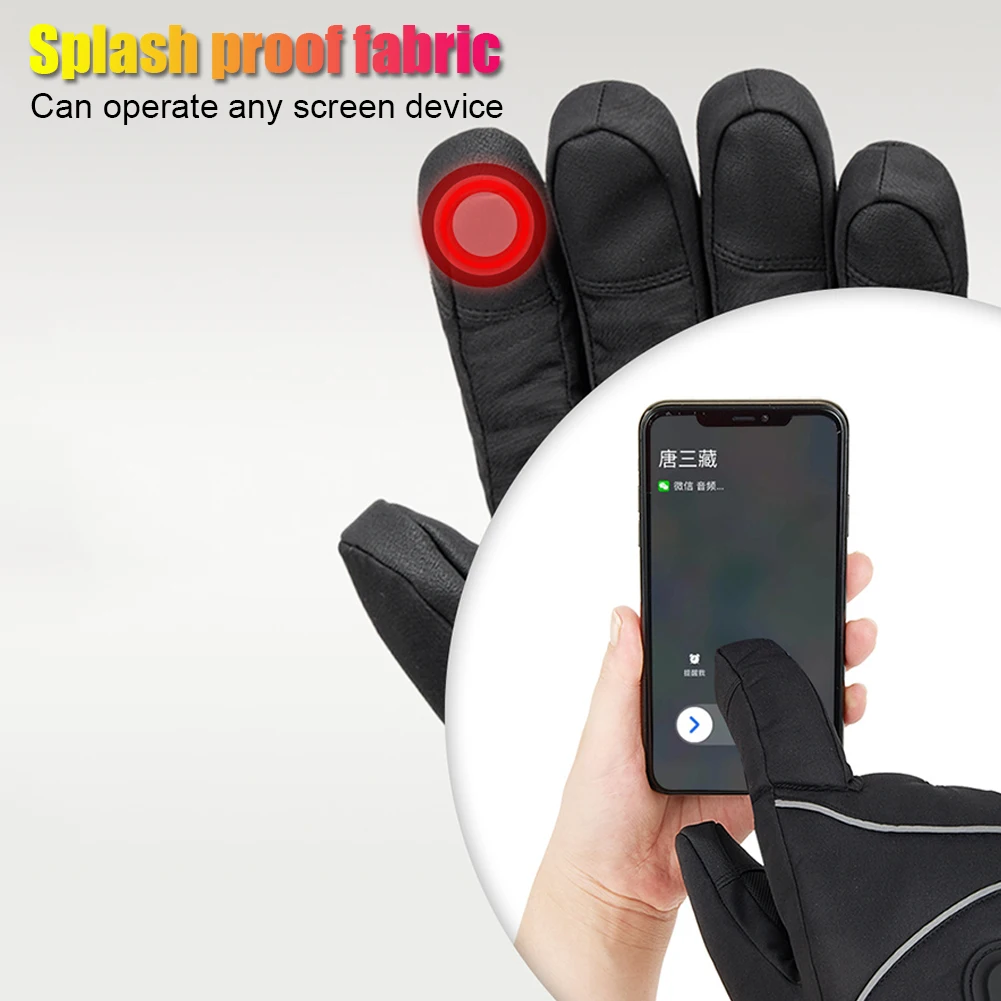 1 Pair Electric Heating Gloves Waterproof Winter Gloves Windproof Touchscreen 3 Speed Men Women for Ski Cycling for Motorcycle