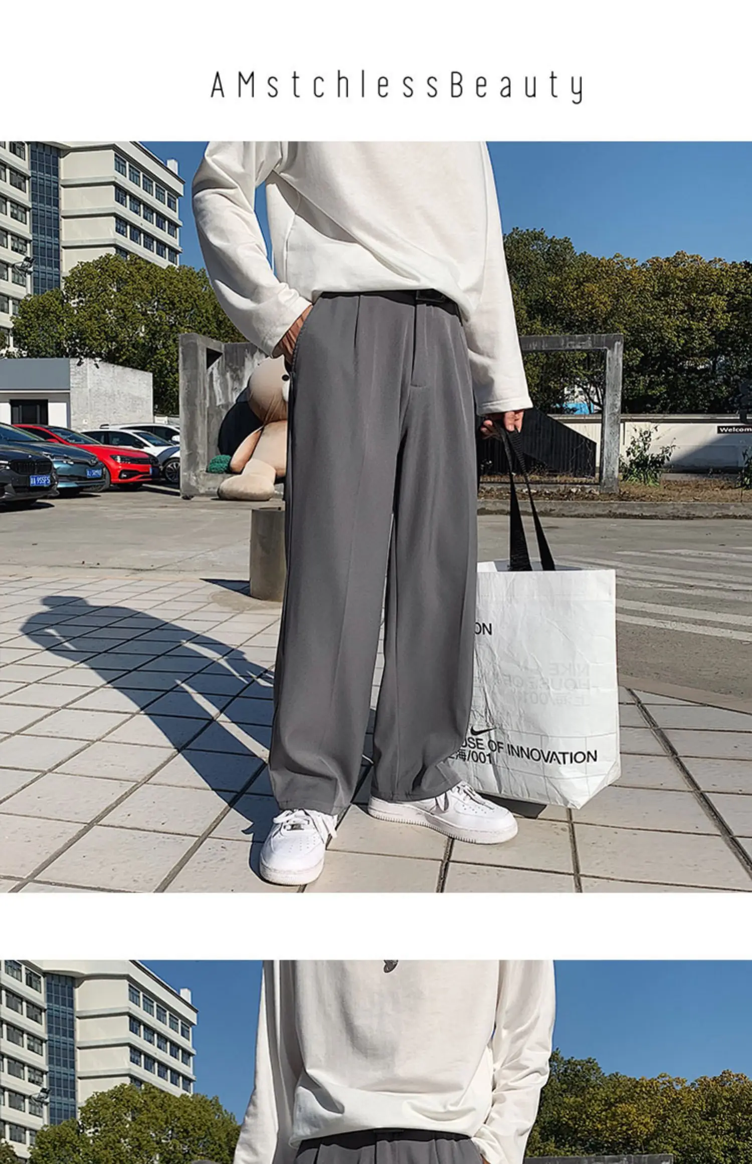 Description Picture 3 of itemMale Pants Stretch Solid Color Smart Casual Men's Trousers Office Quick Dry Suit Pants New Spring Autumn Korean Straight A109