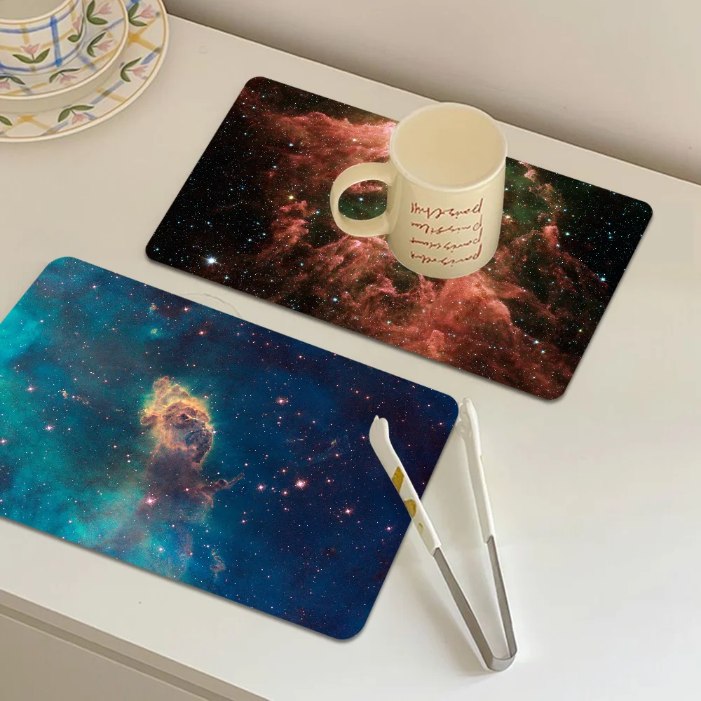Galaxy Space Stars New Super Absorbent Coffee Dish Kitchen Absorbent Draining Mat Drying Mat Quick Dry Bathroom Placemat 2