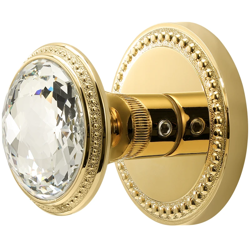 French spherical door lock, aluminum alloy rotating channel lock, keyless gold crystal handle, bedroom and living room