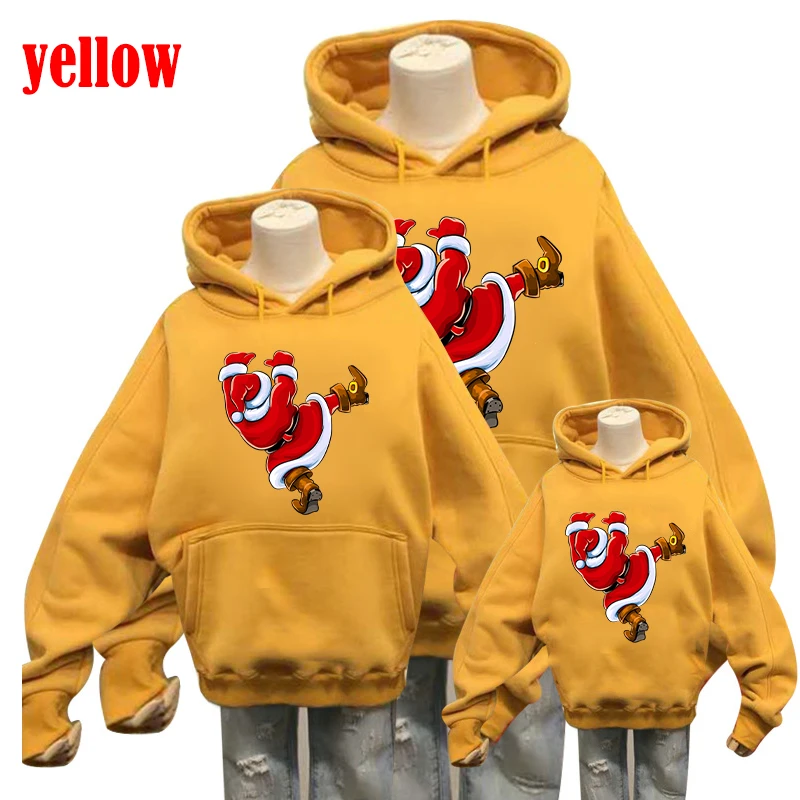Sudadera con capucha con estampado de Papá Noel escalando la pared, suéter deportivo con capucha, camisetas divertidas, combinación familiar, rojo, moda, otoño, invierno