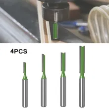 

4pcs 1/4" Shank Engraving Milling Cutter Set Carving Flute Straight Router Bit For Wood Slotting Bottom Digging Woodworking Tool