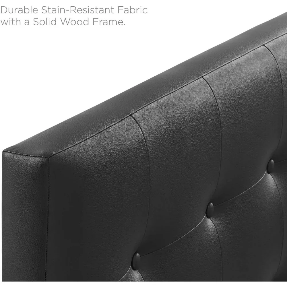 Headboard ,Tufted Faux Leather Upholstered King Headboard in Black ,suitable for A Kid's Bedroom, Guest Room, or College Dorm