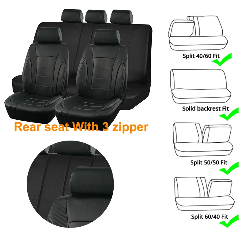 Černá univerzální auto Seat kryty kůže spojování uhlík vlákno auto příslušenství vnitřní  Seat ochránce polštářek luxusní