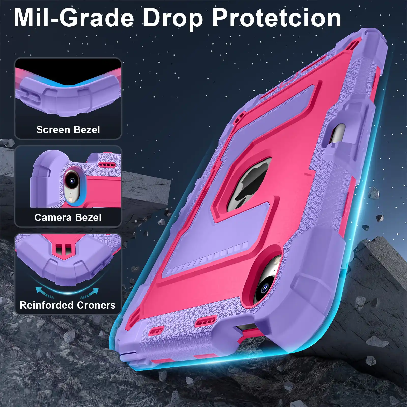 Durable iPad Case with Handle Stand and Pen Tray - Shockproof and Soft Silicone Protective Cover