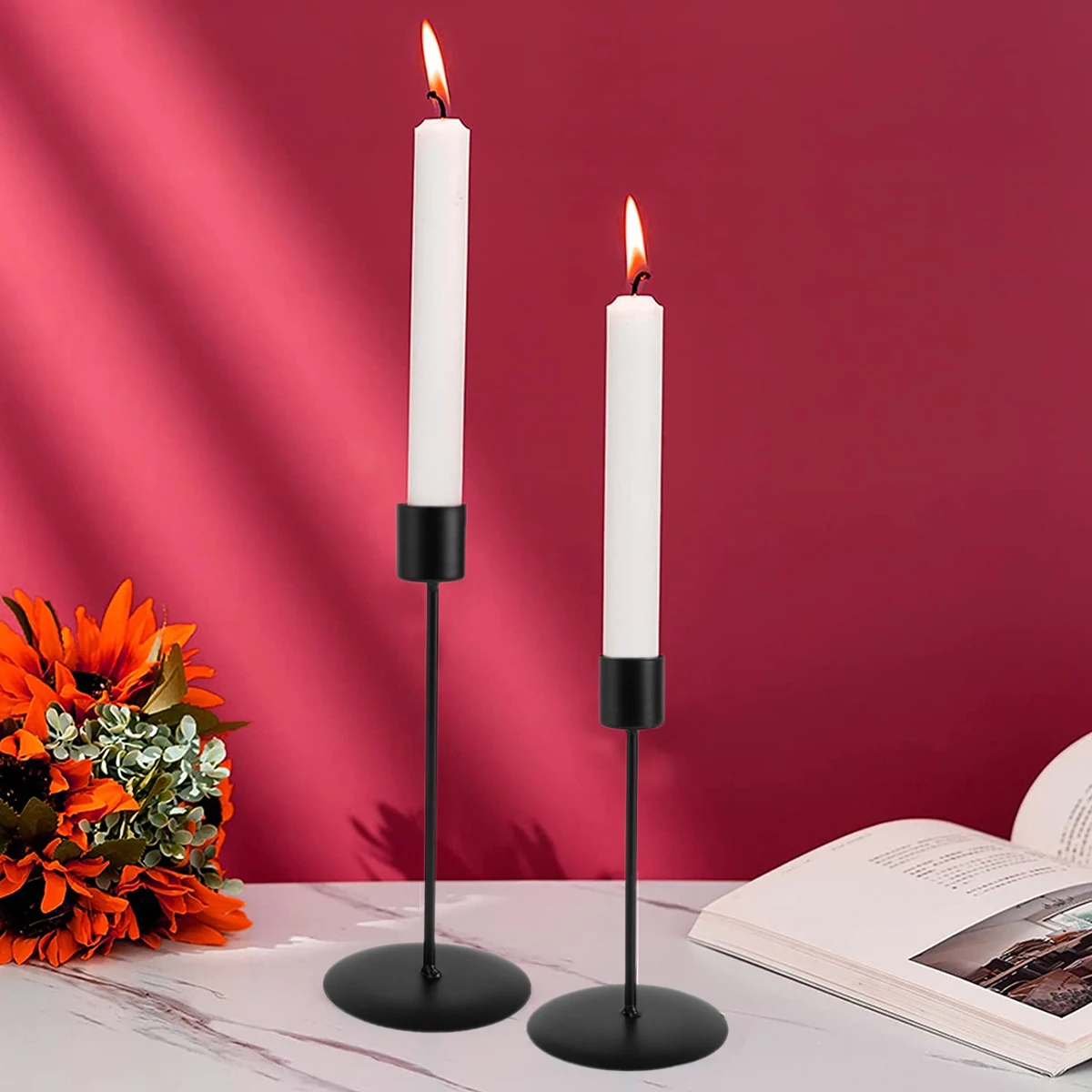 Candle Holder Metal Candlestick Holder for Taper Candle Decorative 2Pcs for Home Decor Wedding Dinning Party candle holders
