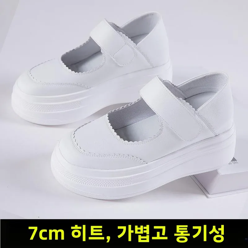 여성 메리제인 싱글 슈즈 2025년 봄 신상 키높이 통굽 클로그 간호화 스커트와 함께 착용 가능