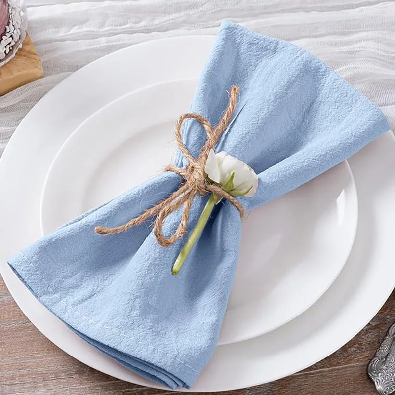 60Pcs 30X45CM Cloth Napkins Baby Blue Cotton For Fabric Family Dinner Party Kitchen Towels Table Design Mat Wedding Decoration