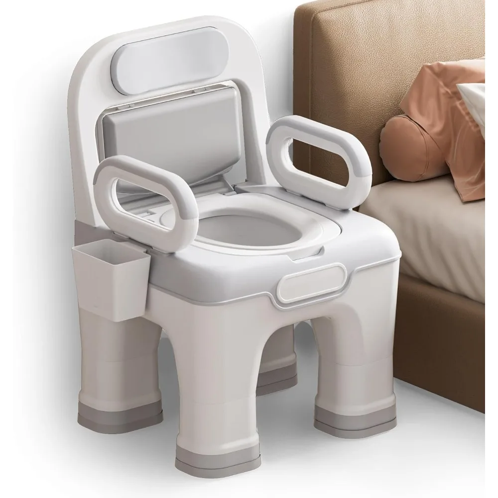 

Bedside Commode, Upgraded Safety Commode Toilet for Elderly Disabled, Potty Chair for Adult with Enlarged Arms,Height Adjustable