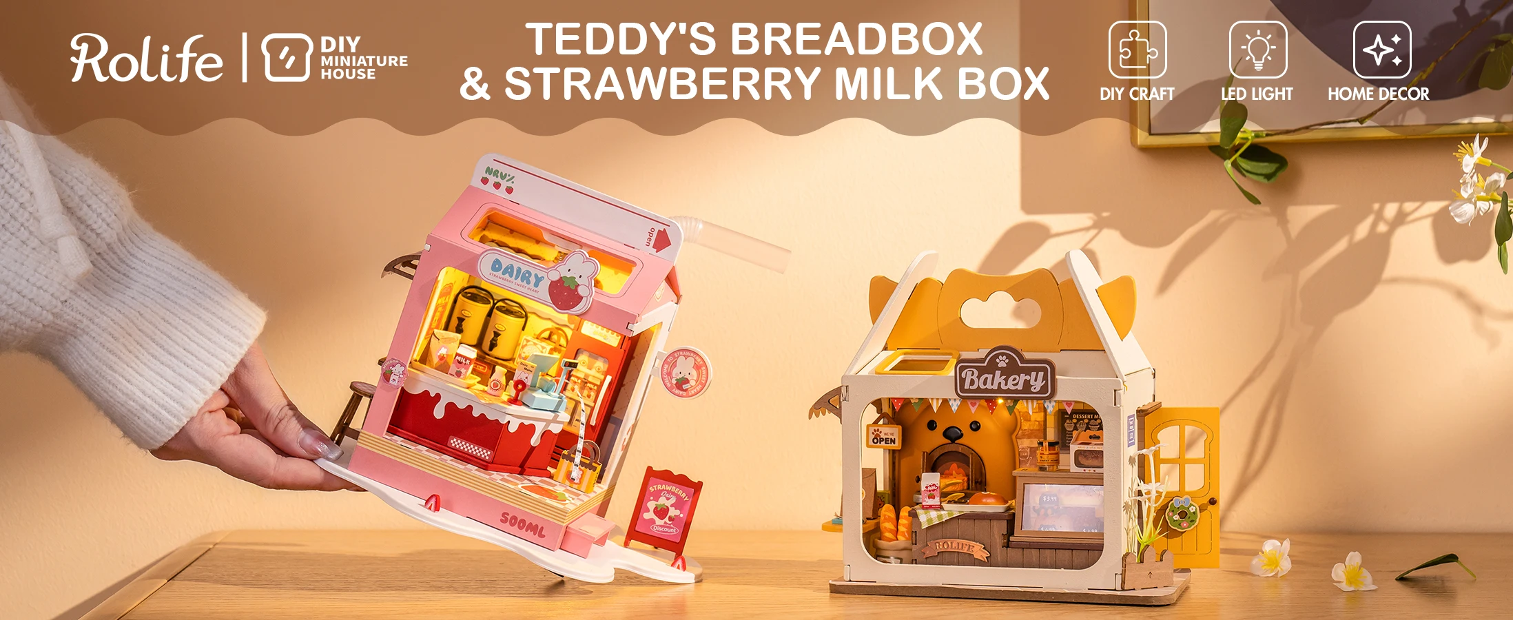 Miniature Bakery DIY Dollhouse with LED Light