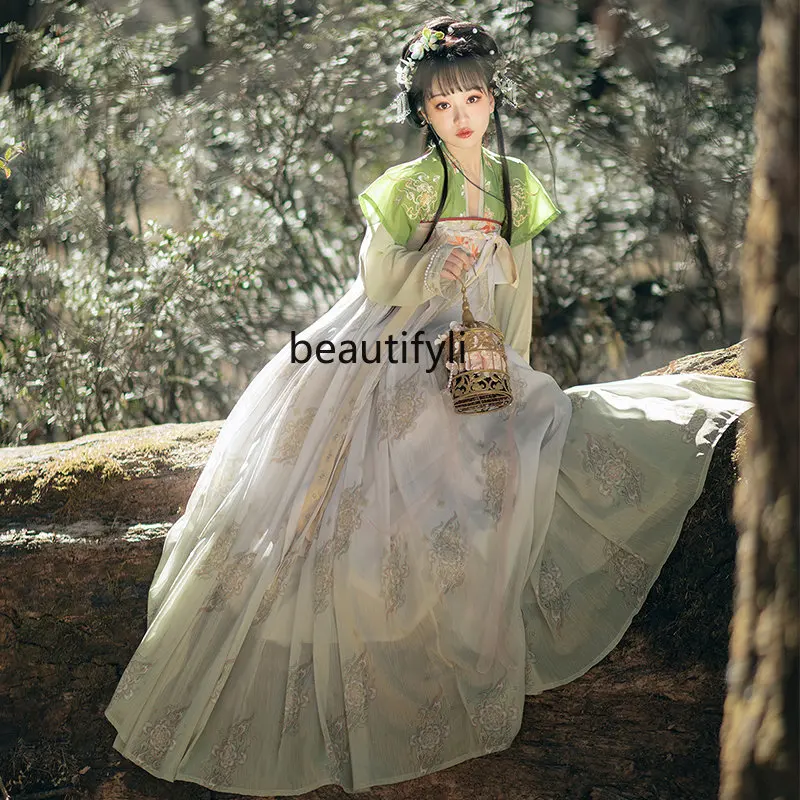 

Женское платье с вышивкой yj Tang, летнее платье с рукавом до локтя, с градиентным переходом, волшебный комплект из 3 предметов