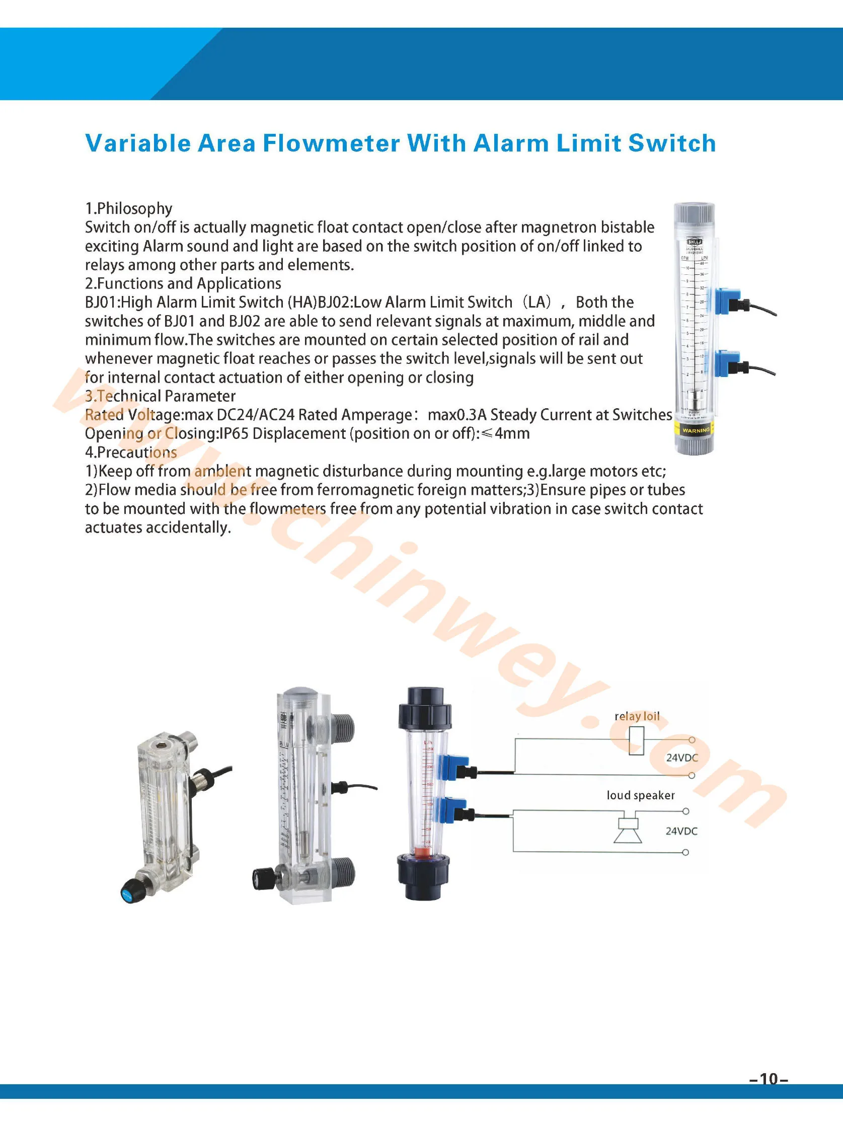 LZS-50A  Pipeline Plastic Tube Water Rotameter with Flow Alarm Switch Upper or Lower Limit