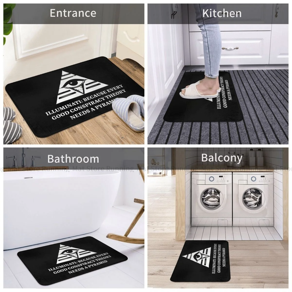 Illuminati Bathroom Mat Because Every Good Conspiracy Theory Needs A Pyramid Doormat Kitchen Carpet Entrance Door Rug Home Decor 4