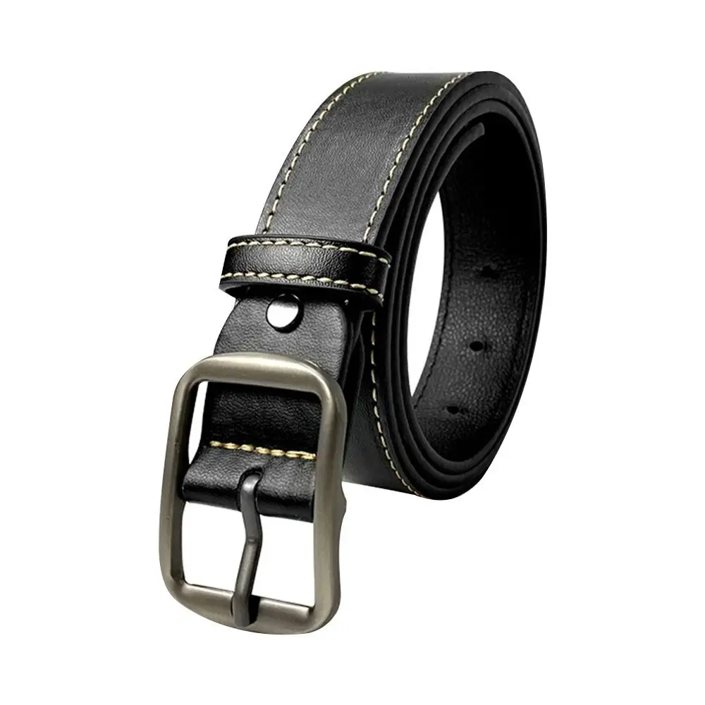Chic Luxury Black Leather Pin Buckle Belt