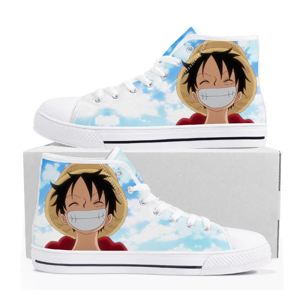 

ONE PIECE High Top High Quality Sneakers Monkey D. Luffy Mens Womens Teenager Canvas Sneaker Casual Couple Shoes Custom Shoe