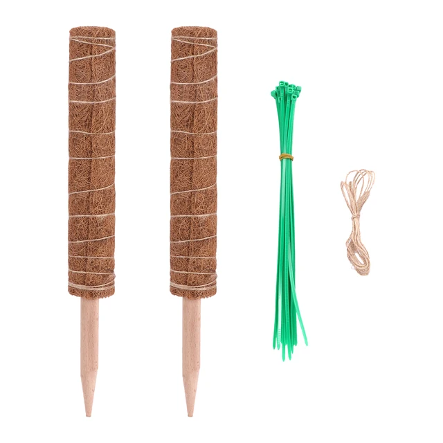 2Pcs Coir Totem Beltéri Sokoldalú, Kiterjeszthető Mohaoszlopok Növénytámogató Kúszónövények Kókuszdeszár Önzáró Csík Zsinegkészlet