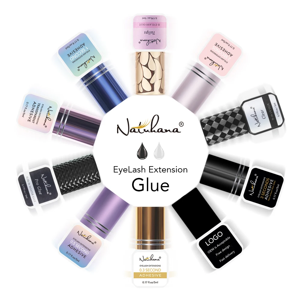 NATUHANA False Eyelash Glue Waterproof Eye Lash Cosmetic Tools False Eyelashes Adhesive Clear-white Dark-Black Makeup Tools eyelash glue