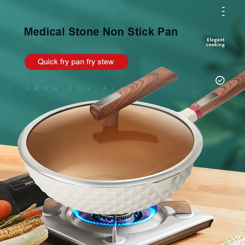 

30 см Maifanshi антипригарная сковорода, плоская сковорода для жарки, Домашняя индукционная плита, легкая в эксплуатации газовая плита, универсальный ВОК, белый, зеленый