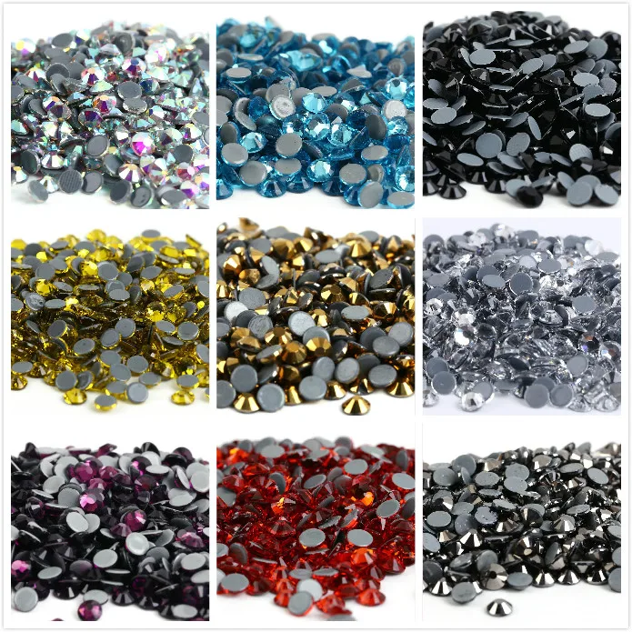 

ss3,ss4,ss8,ss12,ss34 Hot fix Rhinestone Glitter Strass Flatback Glass Crystal Hotfix stones Iron on Rhinestones For Garment