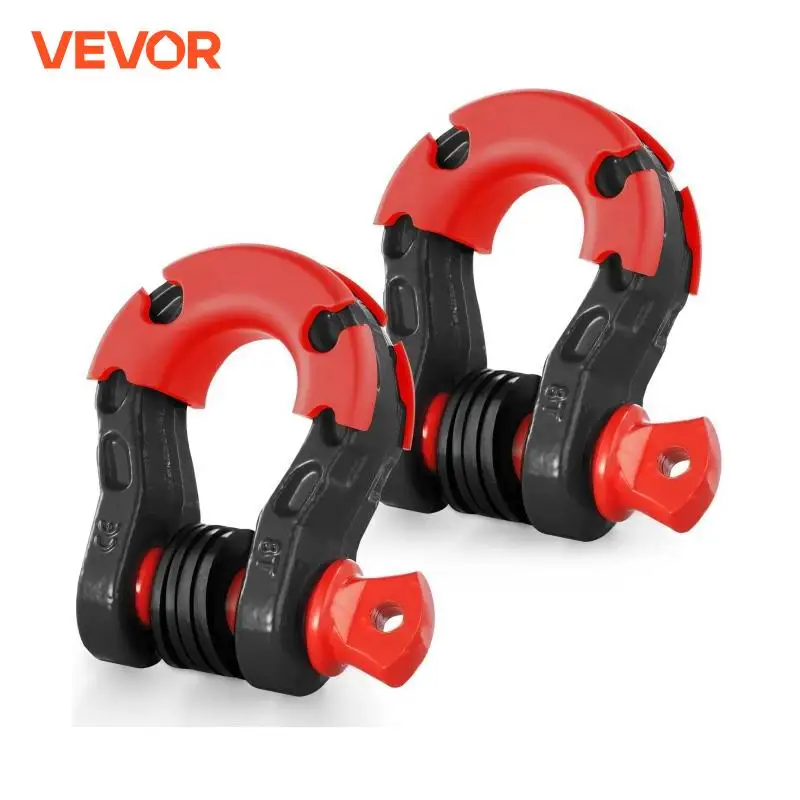 2pcs 3/4" D-Ring Shackle U-Hook Loop Shackles with 7/8" Screw Pin Isolators & Washers for Jeep Off Road Vehicle Recovery bow shackle