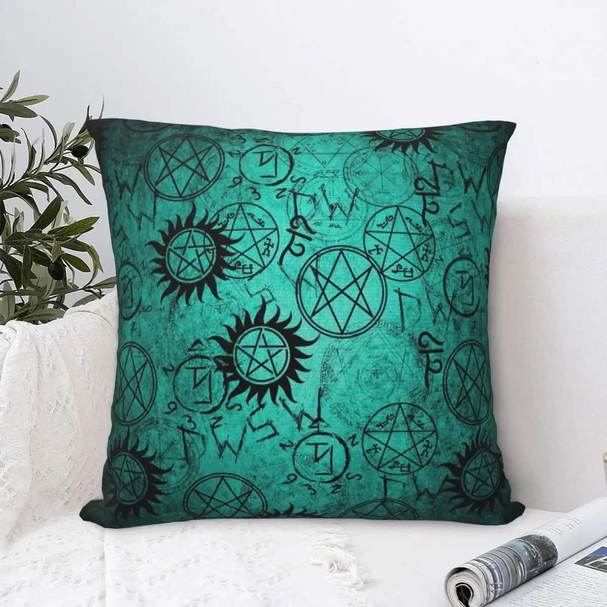 

Supernatural Teal Square Pillowcase Cushion Cover Comfort Pillow Case Polyester Throw Pillow cover For Home Sofa Living Room