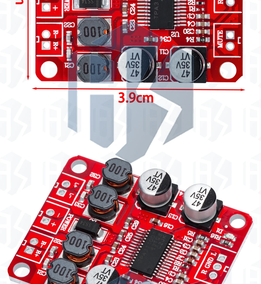 1 ~ 10PCS TPA3110 Digitales Leistungsverstärkermodul 2x15W Zweikanal-Stereo-DIY-Lautsprecherverstärker Elektronikdesign PCB DC 12V Rot – Detail 24